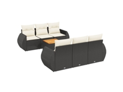 Conjunto de 7 Sofás para Jardim com Almofadões Vime Pe Preto MAISON EXCLUSIVE (7 pcs)