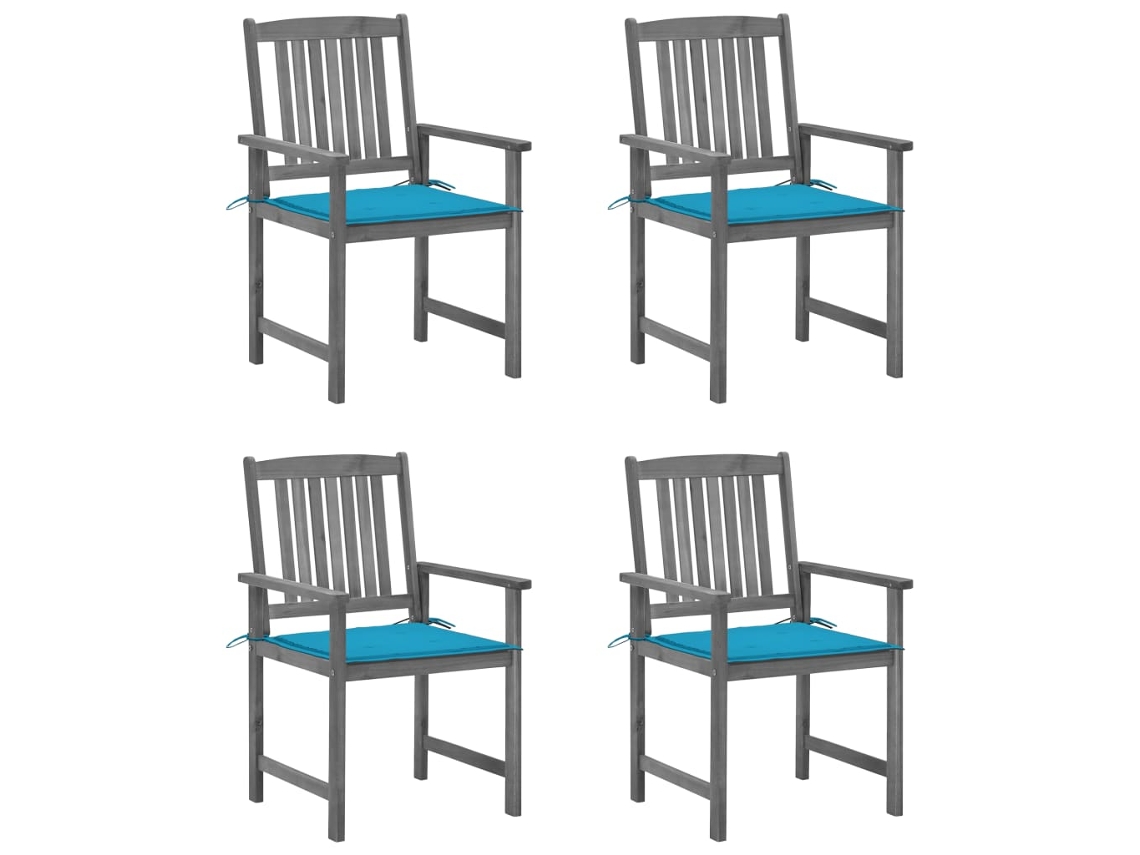 Vidaxl Cadeiras De Jardim Com Almofadões 4 Pcs Acácia Maciça Cinza