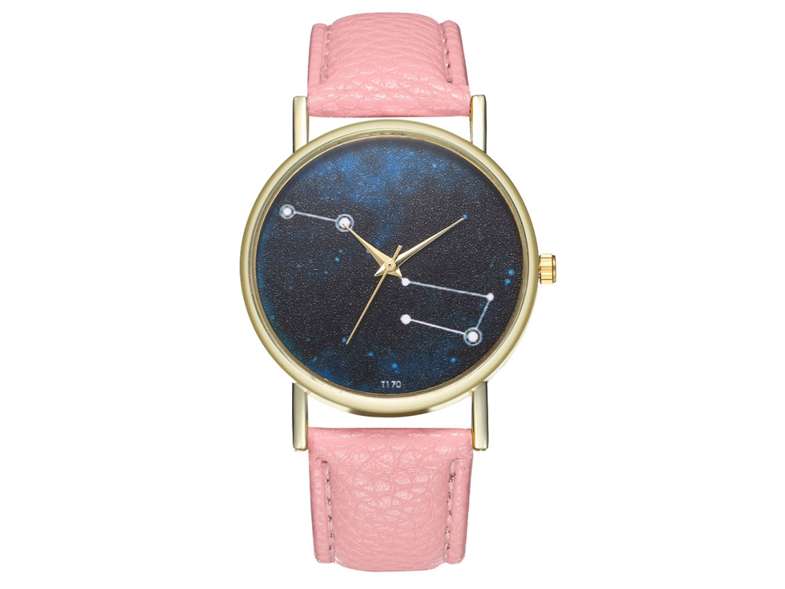 Reloj De Pulsera De Cuarzo Zhoulianfa Para Mujer Con Correa De Cuero Pu Dial Rosa