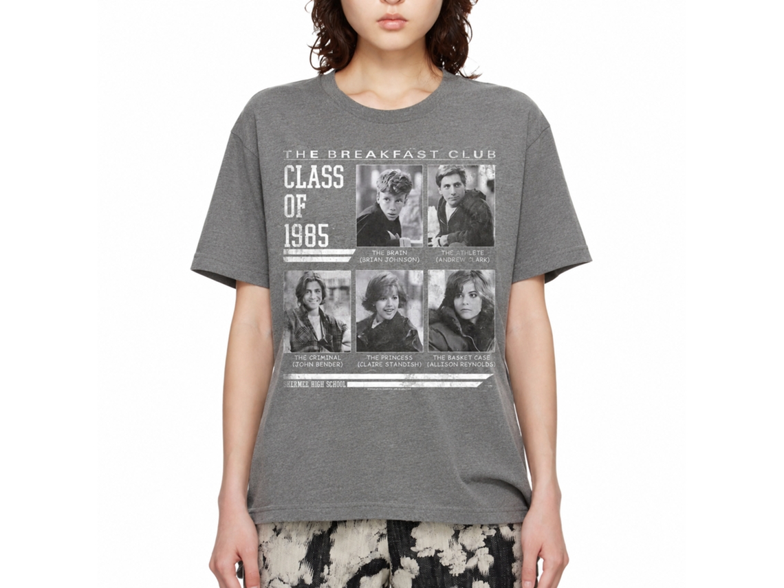 Rockinstone Breakfast Club Movie Class '85 Yearbook Heather Graphite Adult T-shirt Size:xxxl