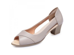 2026 sandálias de Couro para Mulher Verão Salto Quadrado Confortável com Plataforma Sapatos de Moda Office Hajink 35 Gris 5 Cm