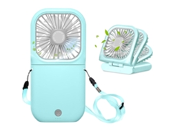 Ventilador de Pescoço MDUG silencioso, dobrável, recarregável USB, 3 velocidades e bateria de 3000 mAh (azul)