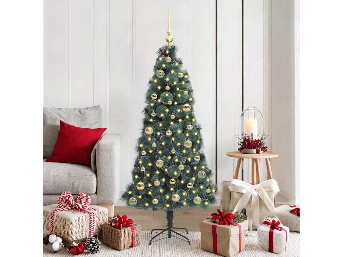 Vidaxl Árvore De Natal Artificial Pré-iluminada Com Conjunto De Bolas