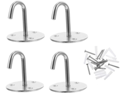 Conjunto De 4 Ganchos Teto Em Aço Inoxidável Para Pendurar Objetos Cas
