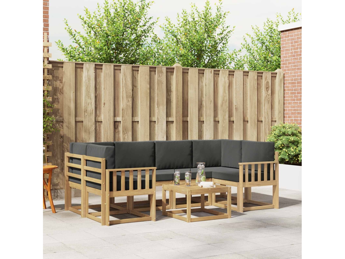 Vidaxl Conjunto De Sofás Para Exterior 7 Unid. Branco E Antracite