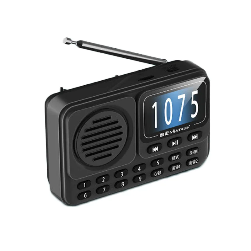 Rádio Fm Relógio Portátil Display Hd Alta Sensibilidade Alto falante Bluetooth Sem Fio Suporte Duplo Despertador Gravação MDUG (preto)