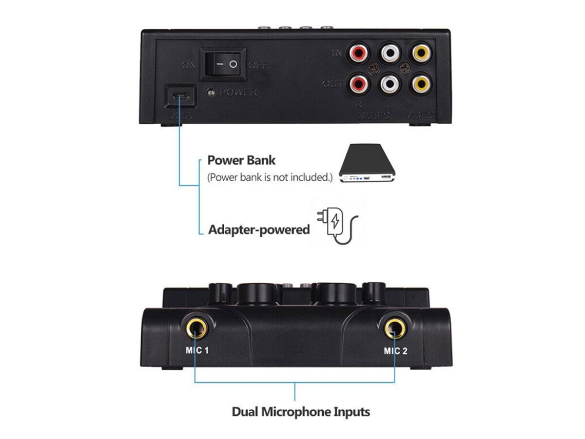 Mixer De Som Portátil Mini Com Bluetooth E Gravção Suporta Karaokê E Reprodução Mp3 Plugue Eu 100‑240v