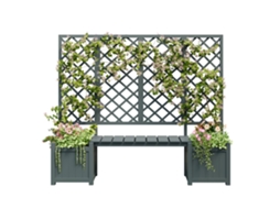 Vaso de Plantas com Treliça para Suporte,espaço Amplo,vaso para Jardim e Terraço em Pinho Cinza Sólido com Assento ORBITRA COMMERCE