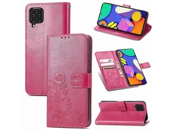 Capa De Couro Para Celular Samsung Galaxy F62/m62 Com Fecho De Quatro Lâminas, Proteção Em Relevo, Cordão, Compartimento Para Cartão, Função Carteira