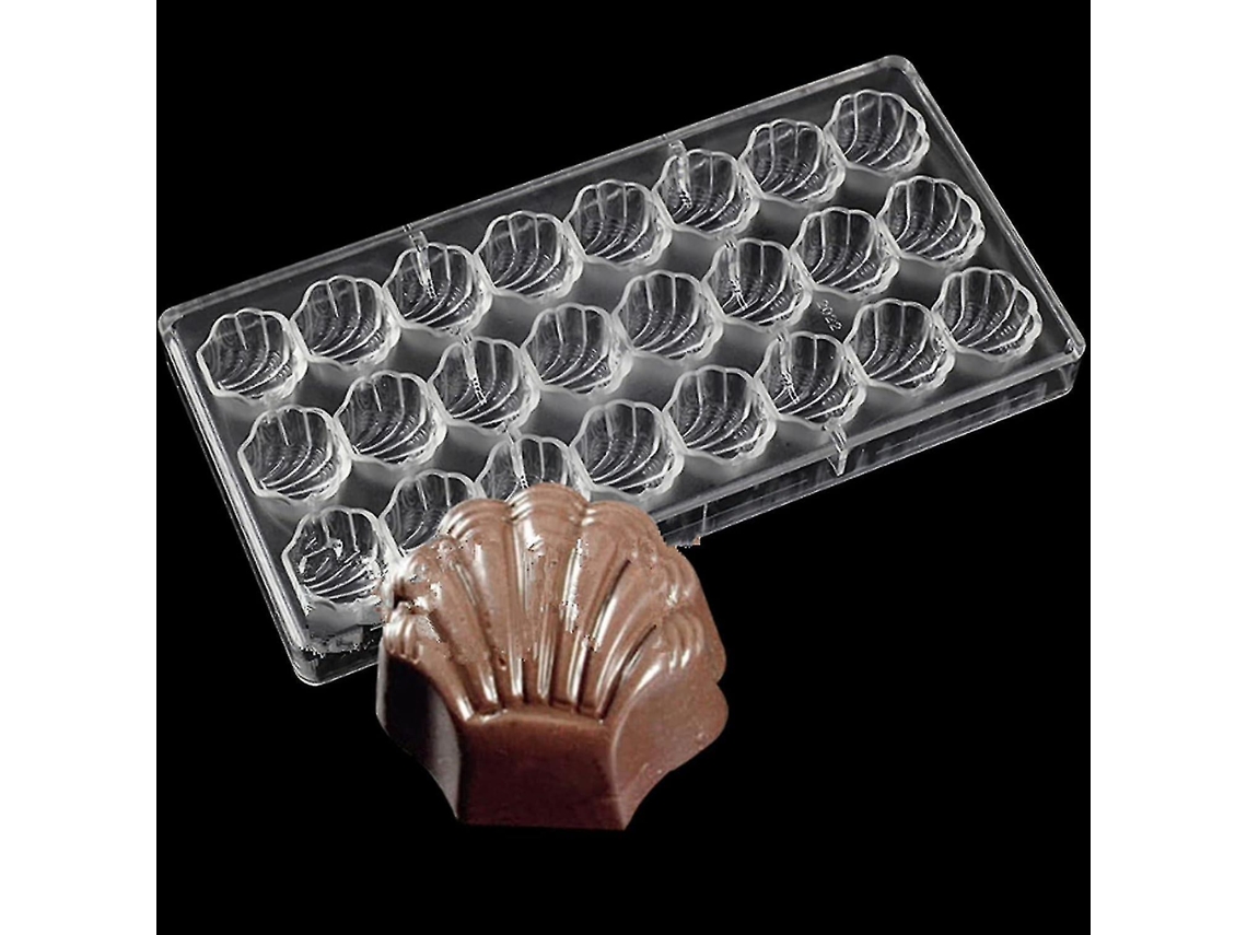 Molde de Chocolate em Policarbonato com 24 Cavidades de Concha Dentada para Bolos, Mousse, Brownies e Sobremesas