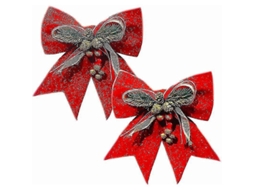Conjunto De 2 Laços De Natal, Enfeite De Natal Com Sinos, Árvore, Pinha Brilhante, Laços Decorativos De Fita. Hengjian