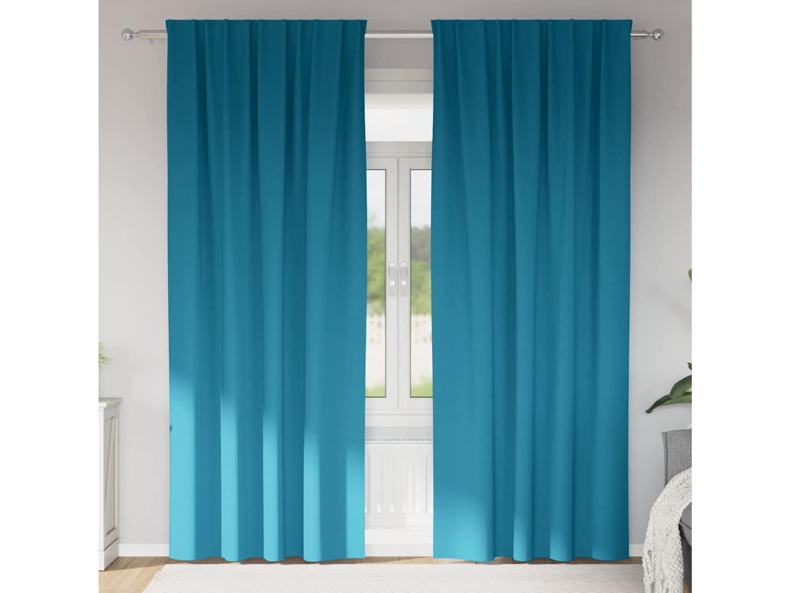 Vidaxl Cortinas Blackout Com Argolas 2 Unid. Turquesa 245 X 140 Cm