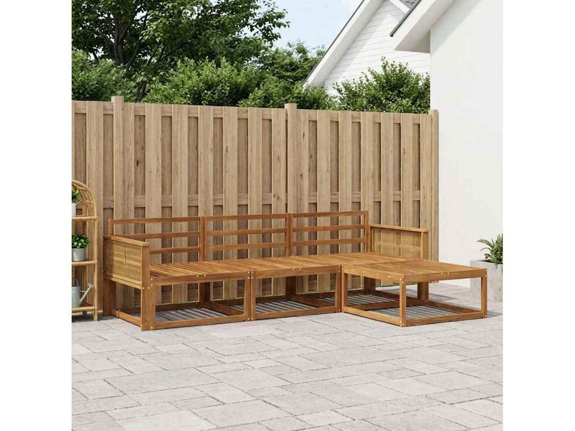 Vidaxl Conjunto De Sofás Para Exterior 4 Pcs Natural
