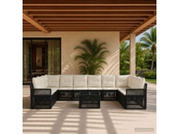 Vidaxl Conjunto De Sofá De Jardim 11 Unid. Preto E Branco Creme
