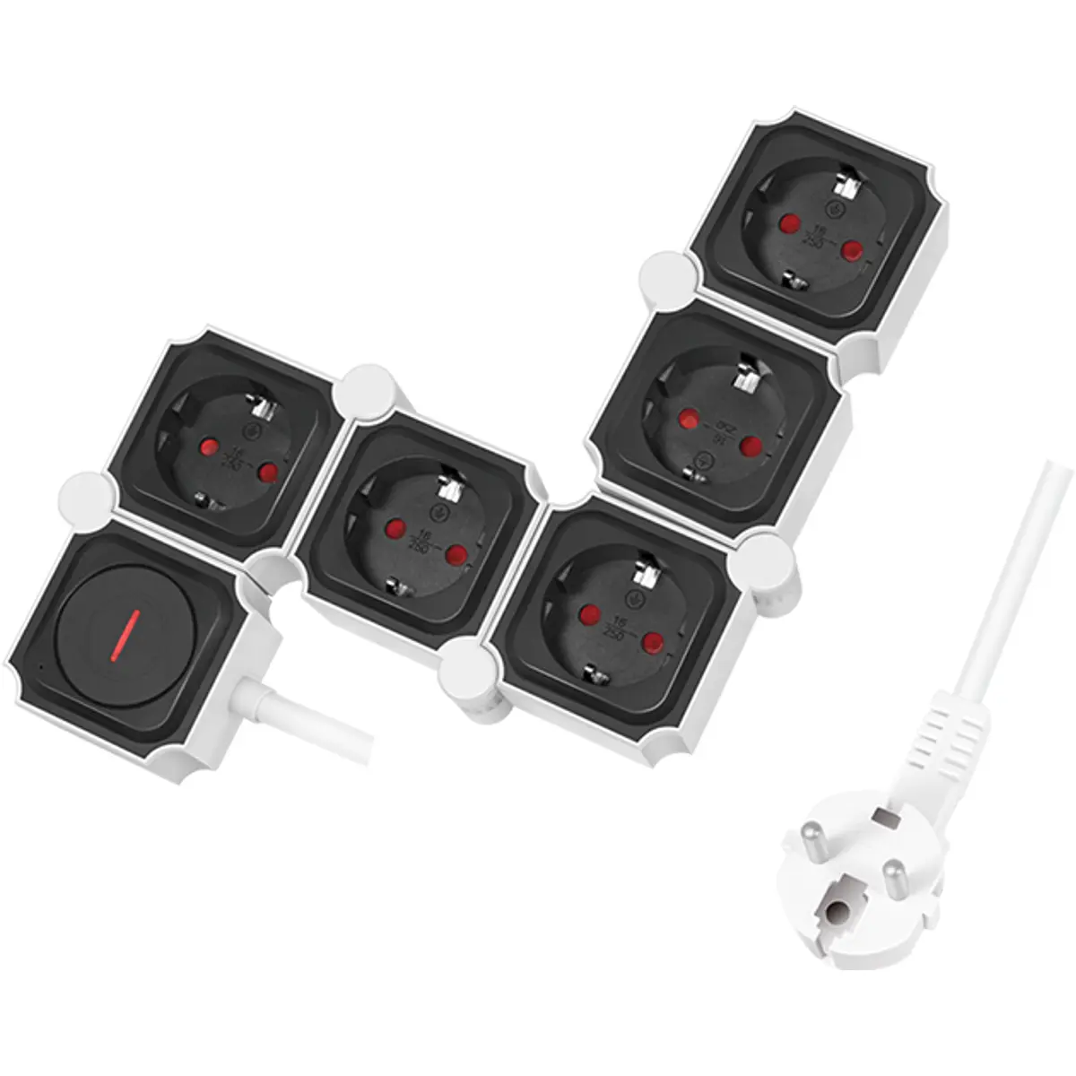 Bloco De 5 Tomadas Flexível C/ Interruptor - Cabo (3x1.5mm²) 1.5m Logilink