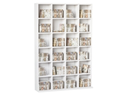 Unidade de Armazenamento de Mídia 456 Cd 336 Dvd Estante de Madeira com Prateleiras Ajustáveis,, Branca 89 X 130,5 Cm