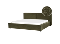 Cama Beliani Linards De Bouclé Verde 230x242x94