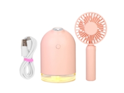 Portable Usb Mini Humidifier With Fan Night Light Pink