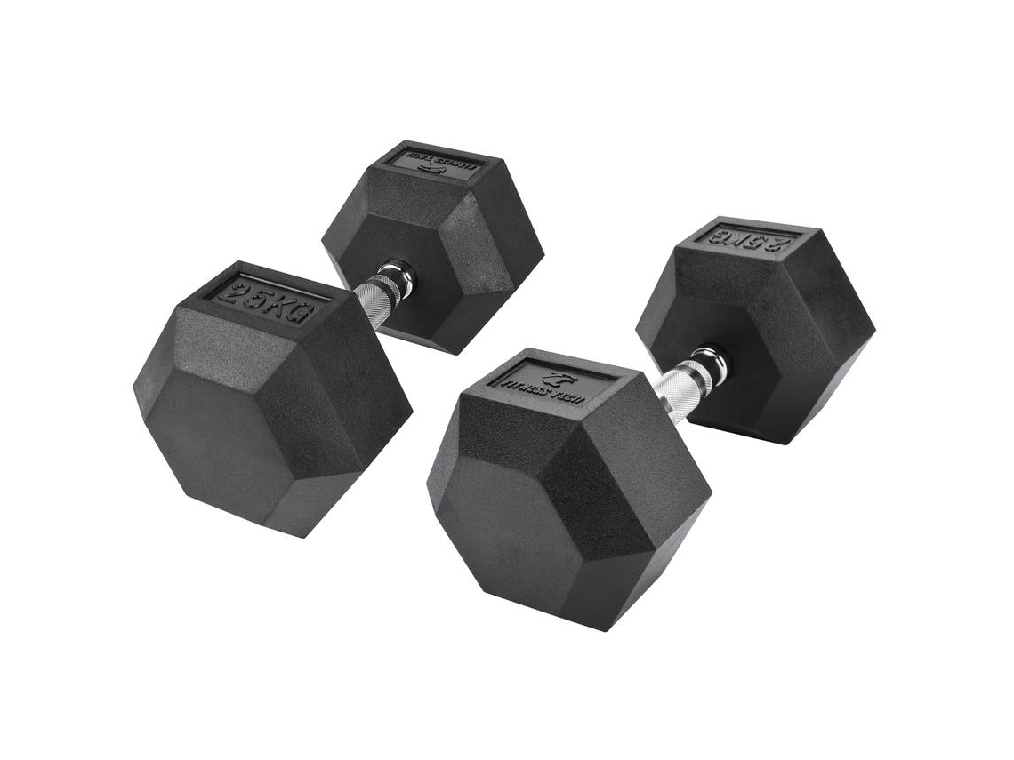 Halteres Hexagonais 25kg Fitness Tech – Conjunto com 2 Unidades