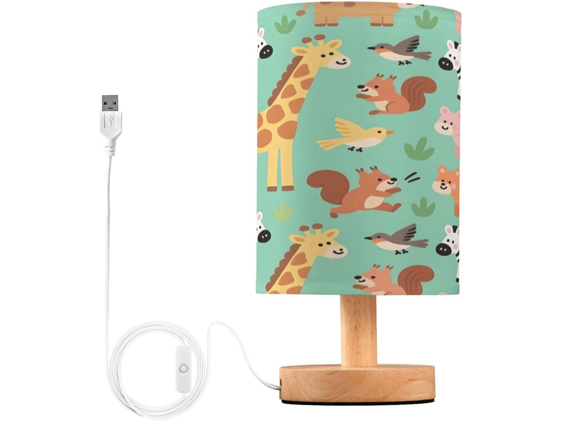 Abajur De Cabeceira Fofo Em Formato Animal Para Quarto, Com Portas De Carregamento Usb C, Luminária De Mesa Cabeceira