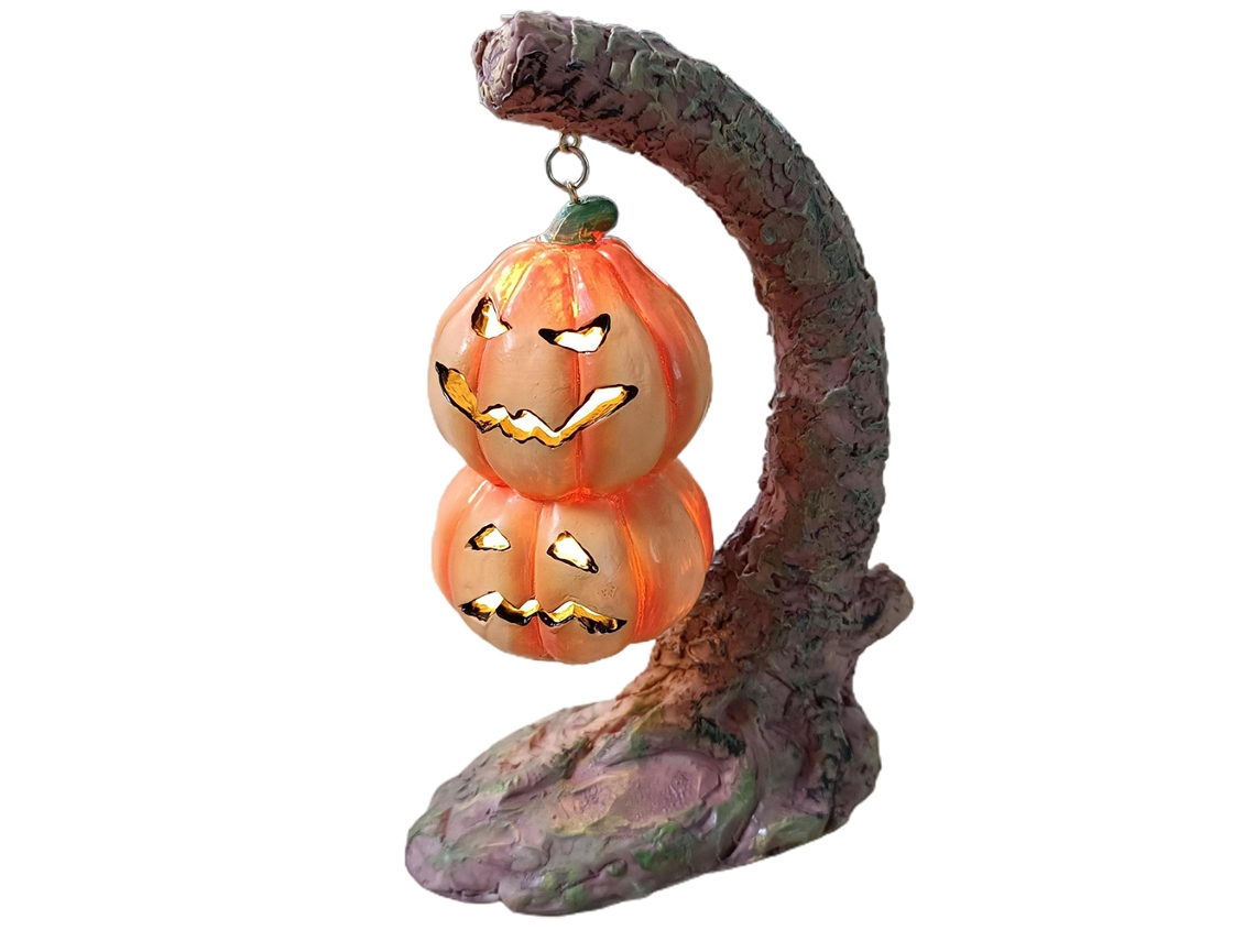 Laxiscreed Decoração De Halloween Com Abóbora De Resina E Luzes De Morcego Para Ambientes Noturnos
