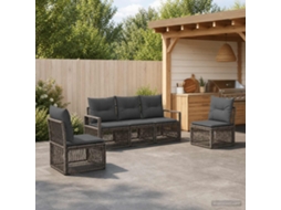 Vidaxl Conjunto De Sofá De Jardim 5 Unid. Cinzento Vime Pe
