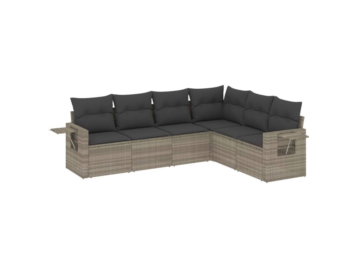 Maison Exclusive - 6 Pcs Conj. Sofás Jardim Com Almofadões Vime Pe Cinzento-claro