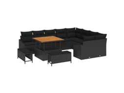 Conjunto 12 Assentos De Jardim Vidaxl Preto Vime Pe (100 X 100 X 71 Cm)