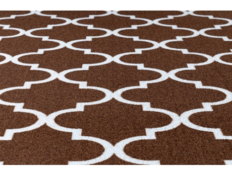 Passadeira Base Antideslizante Trevo Marroquino Castanho Trellis 100 cm 0351