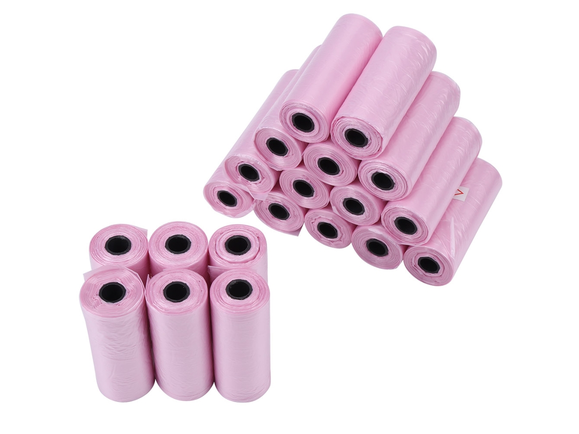20 Rolos De Sacos Para Lixo De Cães E Gatos Cor Rosa