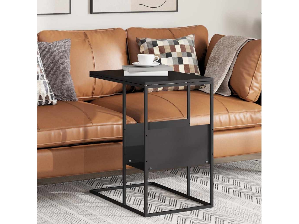 Vidaxl Mesa De Apoio 55x36x59,5 Cm Derivados De Madeira Preto