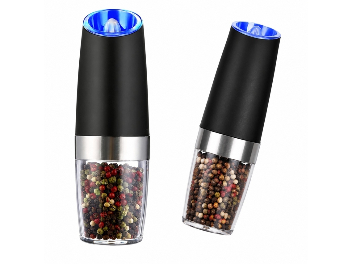 Moedor Elétrico De Sal Pimenta Por Gravidade, Automático Com Luz Led, Aspereza Ajustável