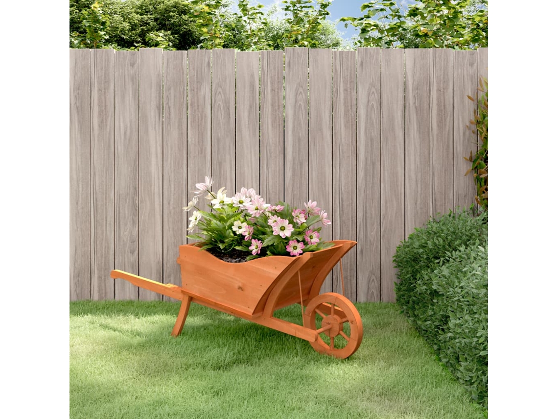Vidaxl Vaso Carrinho De Mão 128x45,5x43 Cm Madeira De Abeto Maciça