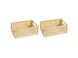 Pacote Com 2 Caixas De Armazenamento De Plástico Dobráveis, Cestas, Recipientes Para Cosméticos, Amarelo Olysi Shop
