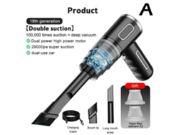 Mini Aspirador de Pó Portátil para Carro Sem Fio Potente Recarregável Por Usb Potência 5000Pa 120W