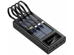 Power Bank Solar 20000mah Com Painel Solar, 4 Saídas Usb, Display Led - Greenlyca