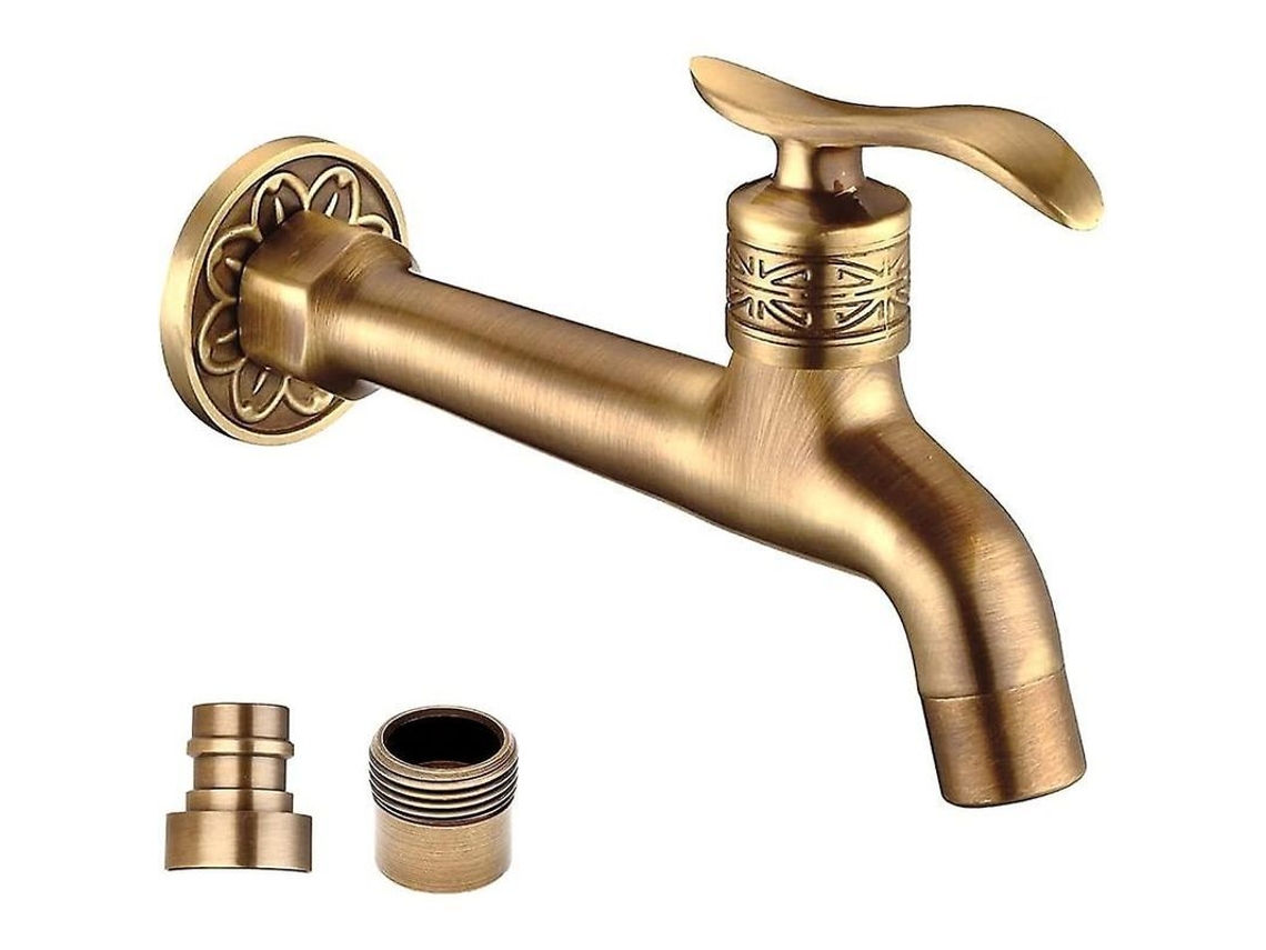 Torneira cromada antiga com Alavanca para máquina de lavar roupa, mangueira de jardim de água fria, simples e longa.