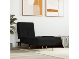 Vidaxl Chaise Longue Veludo Preto