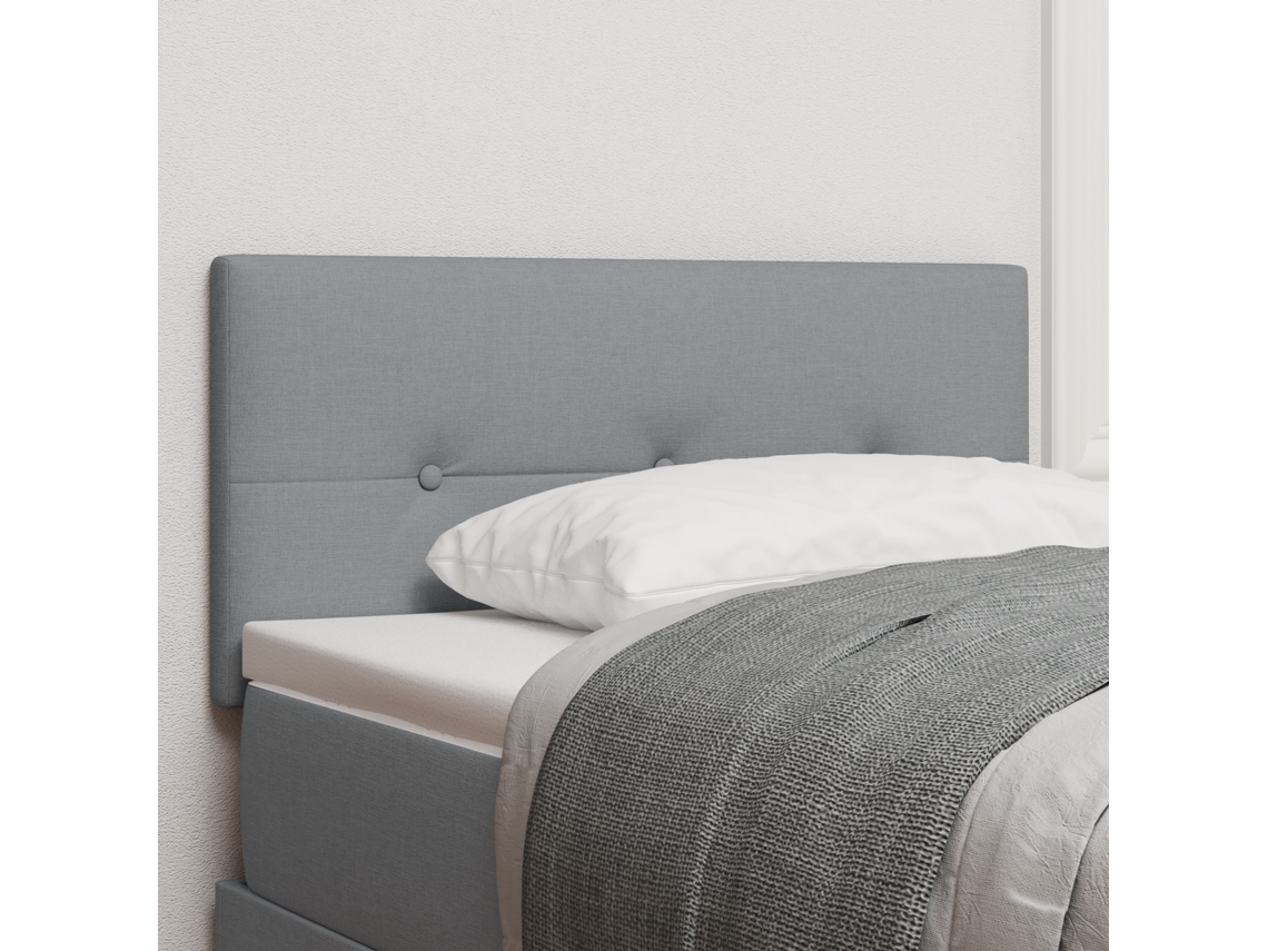Cabecero de cama acolchado con botones en color gris claro de 100 cm de tela