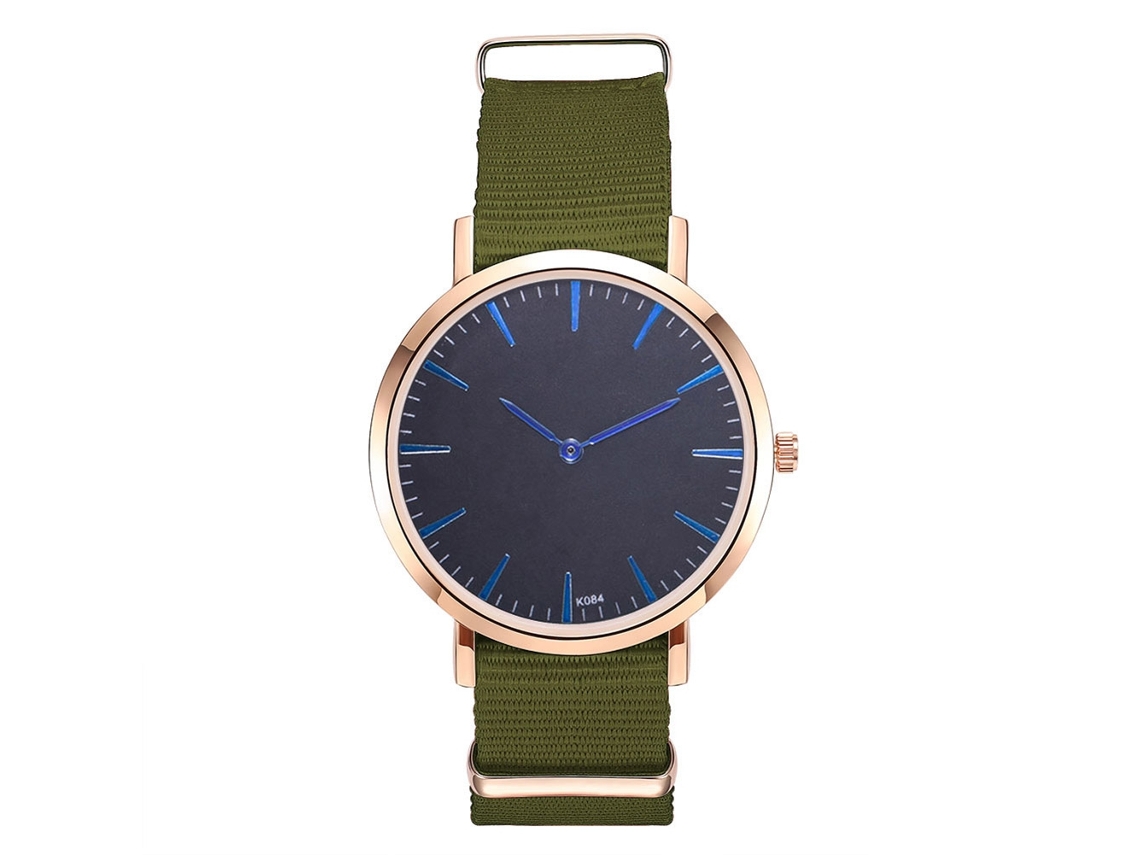 Relógio de Pulso Analógico de Quartzo com Pulseira de Nylon Estilo Moderno (verde)