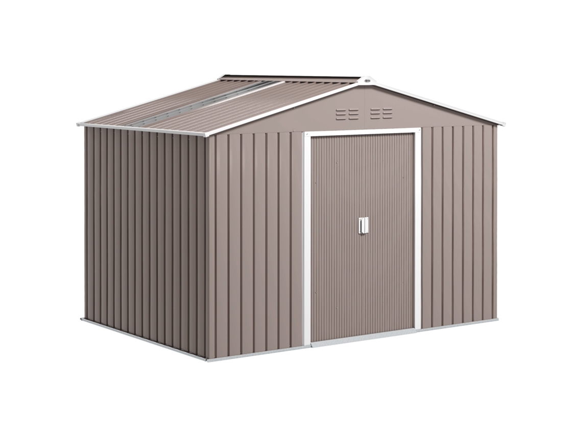 Abrigo de Jardim 277x195x192 Cm Metálico para Armazenamento de Ferramentas Cinzento