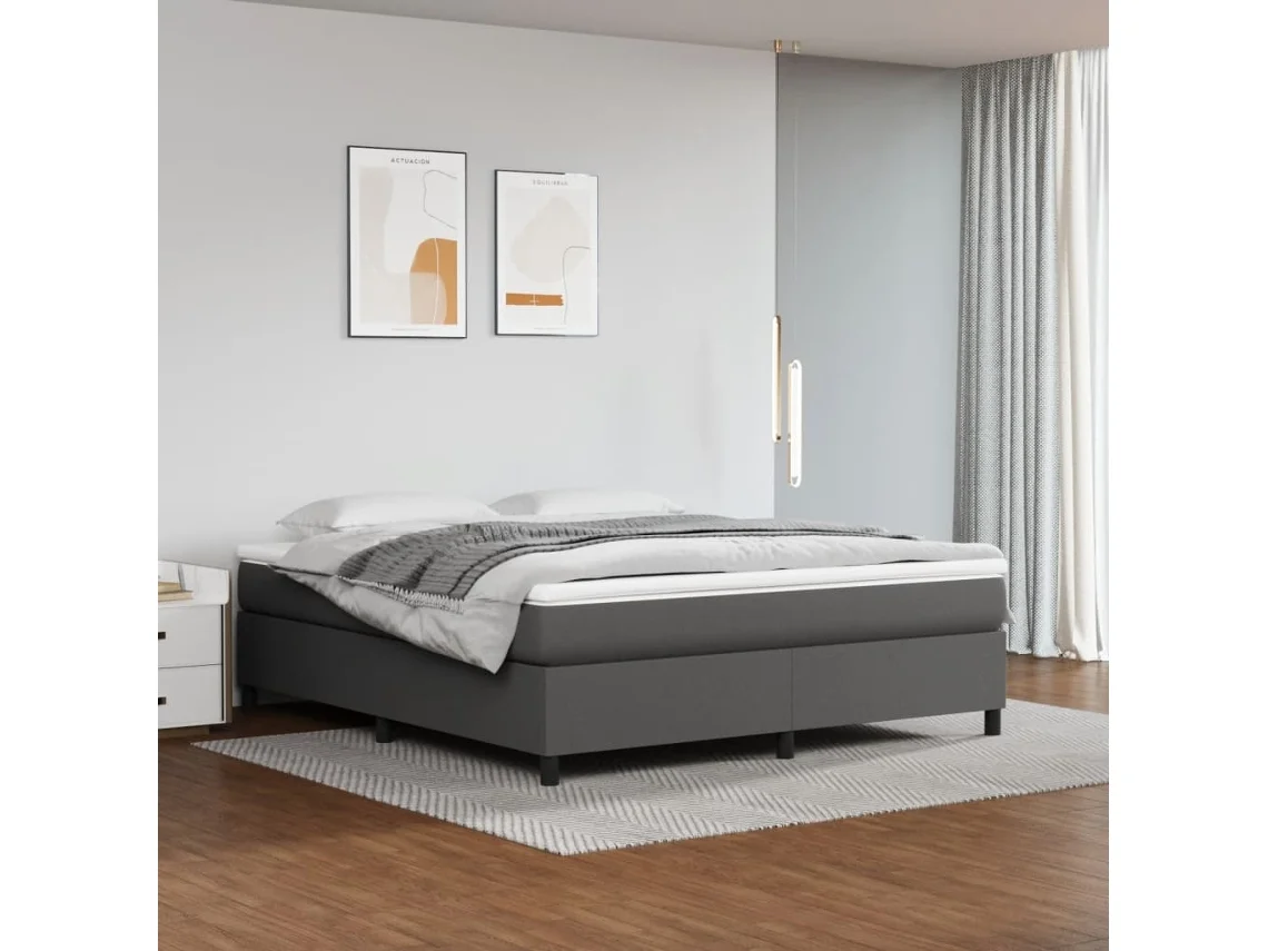 Vidaxl Estrutura De Cama Com Molas 160x200 Cm Couro Artificial Cinzento