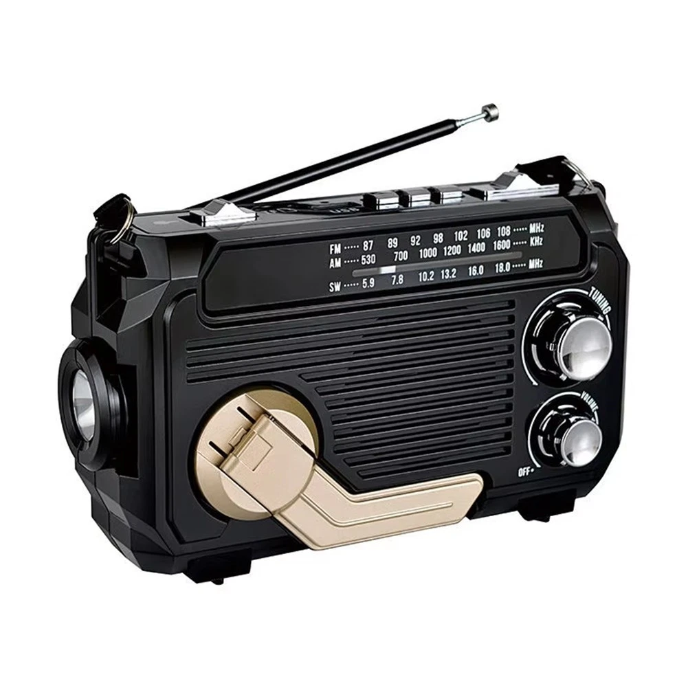 Rádio Fm Am De Ondas Curtas Solar, Receptor De Rádio De Emergência Com Manivela, Bluetooth Preto SUNNY SPACES