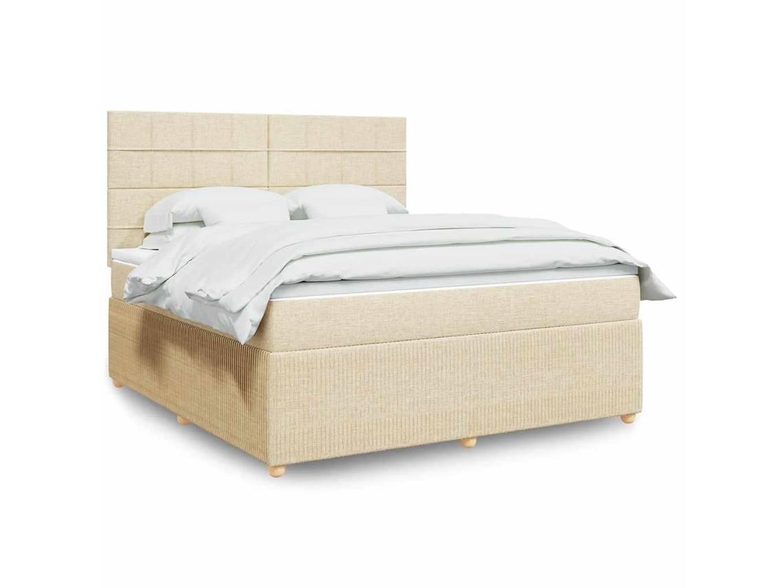 Vidaxl Cama Com Molas/colchão 180x200 Cm Tecido Cor Creme