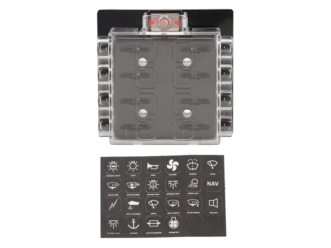 Caja de Fusíveis de Lâmina ATC ATO para Barco, Veículo, Automóvel 12 36Vdc 8 Vias