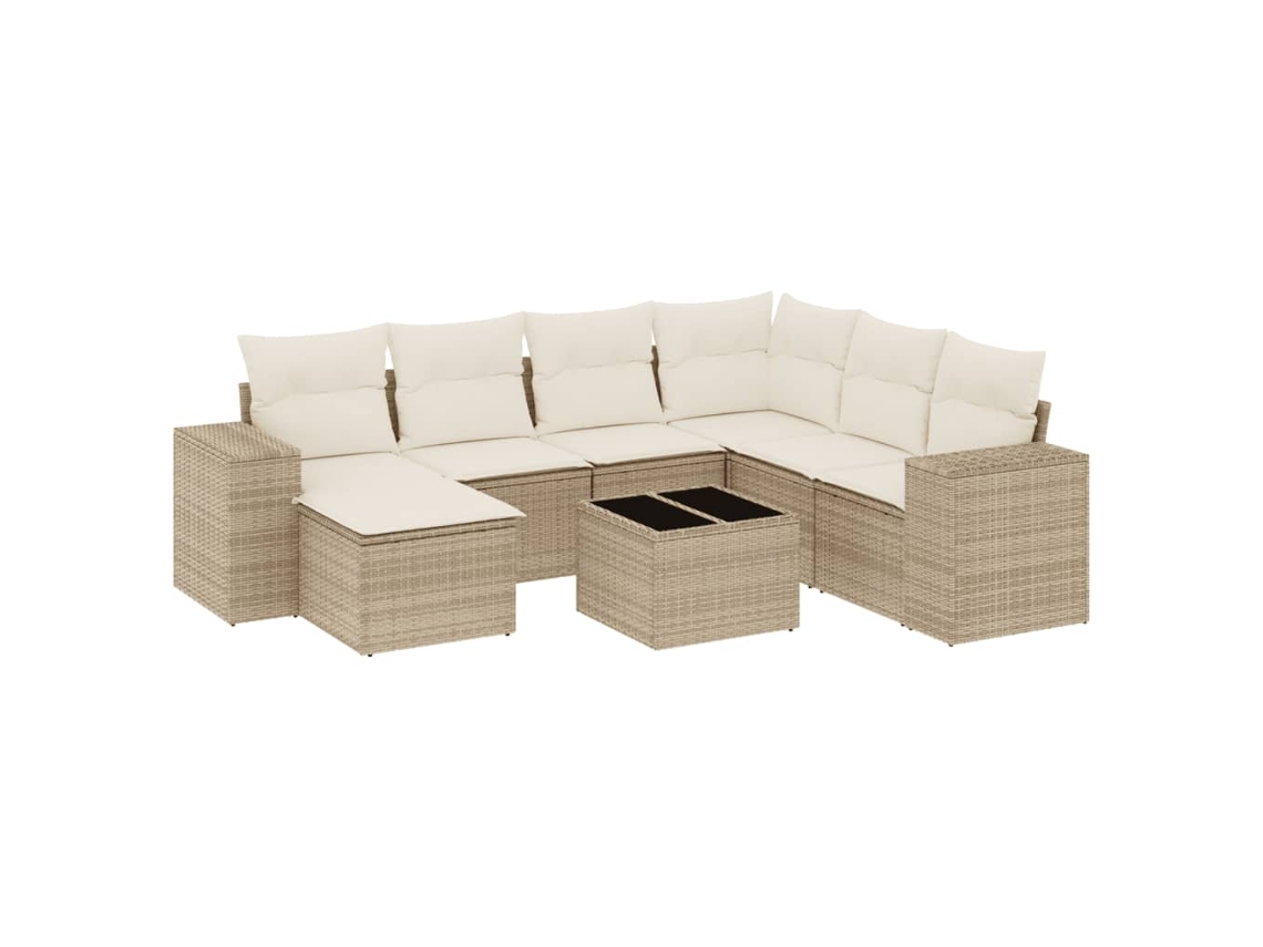 Conjunto de 8 Sofás para Jardim com Almofadões Vime Pe Bege MAISON EXCLUSIVE (8 pcs)