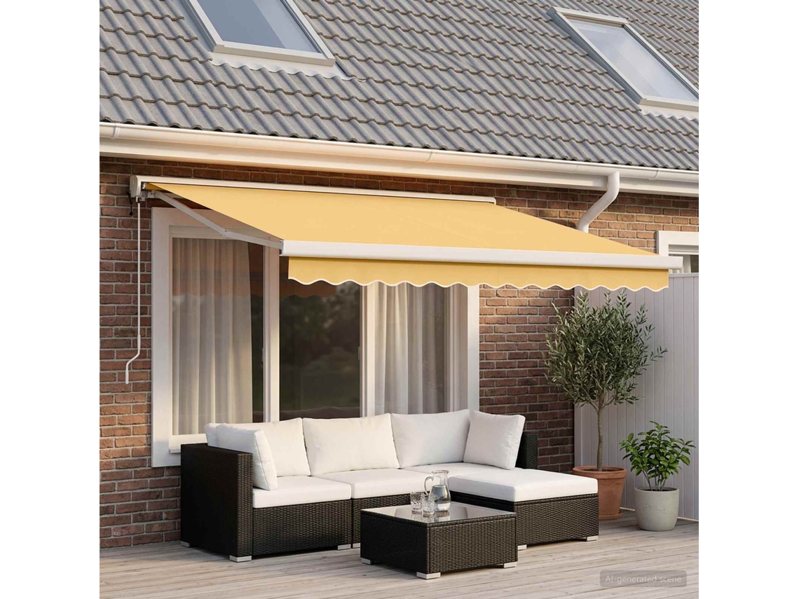 Vidaxl Toldo Retrátil Areia 450 × 300 Cm Tecido E Metal