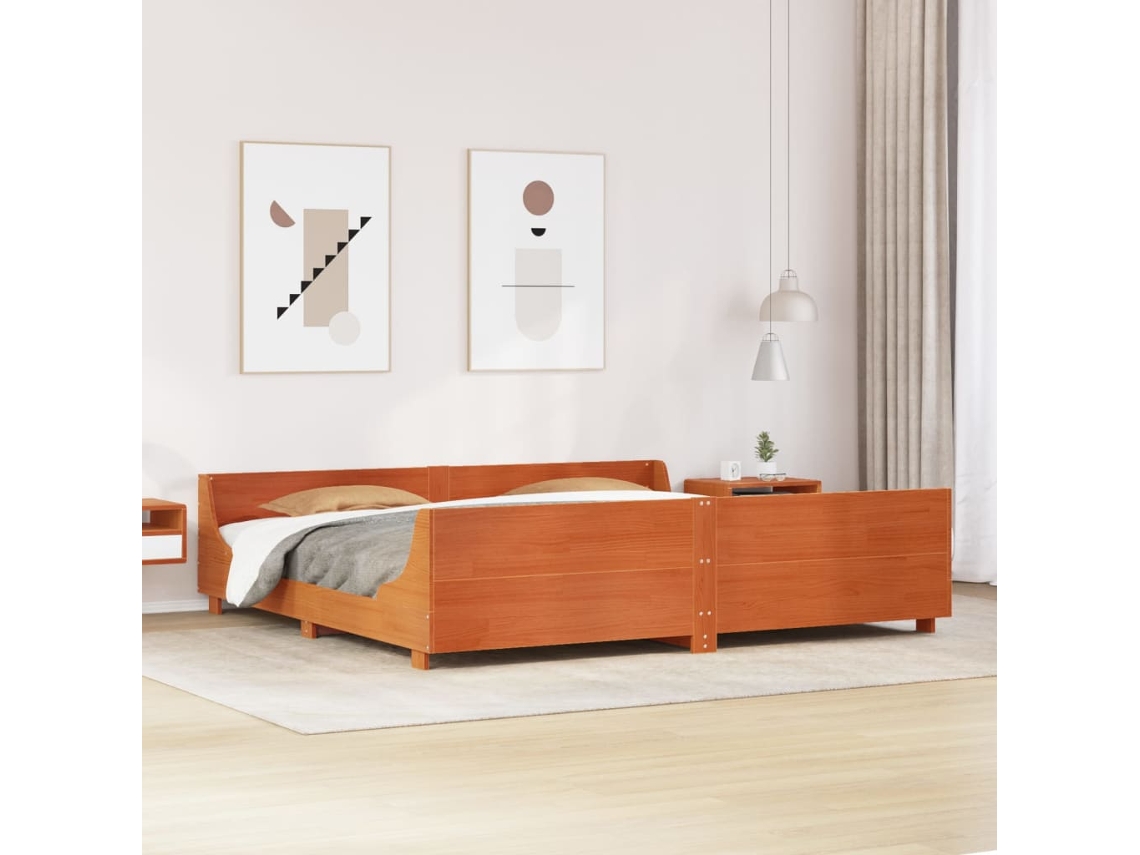 Vidaxl Cama Sem Colchão 180x200 Cm Pinho Maciço Castanho-mel