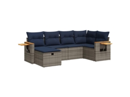 Conjunto de 6 Sofás de Jardim com Almofadões Vime Cinzento MAISON EXCLUSIVE (80x200 cm)