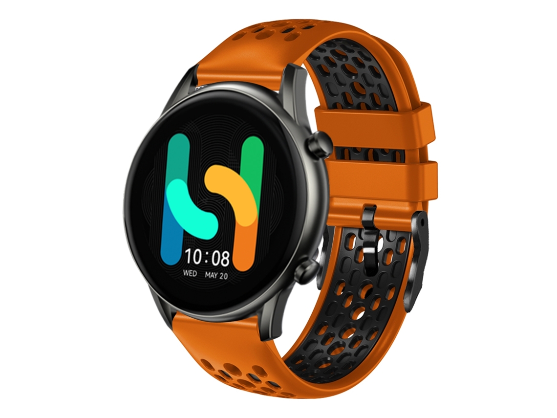 Bracelete de Smartwatch para Xiaomi Haylou RT2 LS10 22mm de silicone respirável de duas cores (laranja + preto)